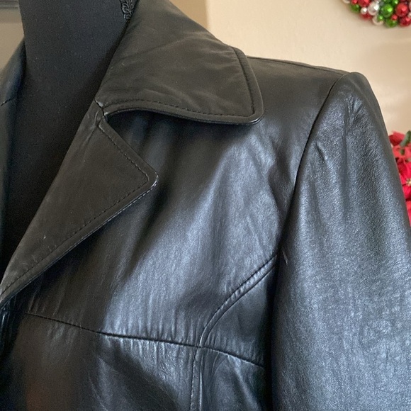 Wilson’s Vintage Leather Trench Coat Black Thinsulate Insulation Large L… - Picture 5 of 13